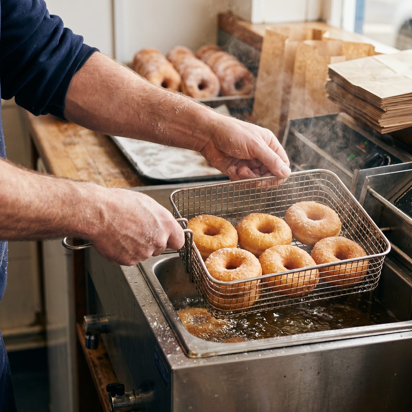 Fresh fried doughnuts