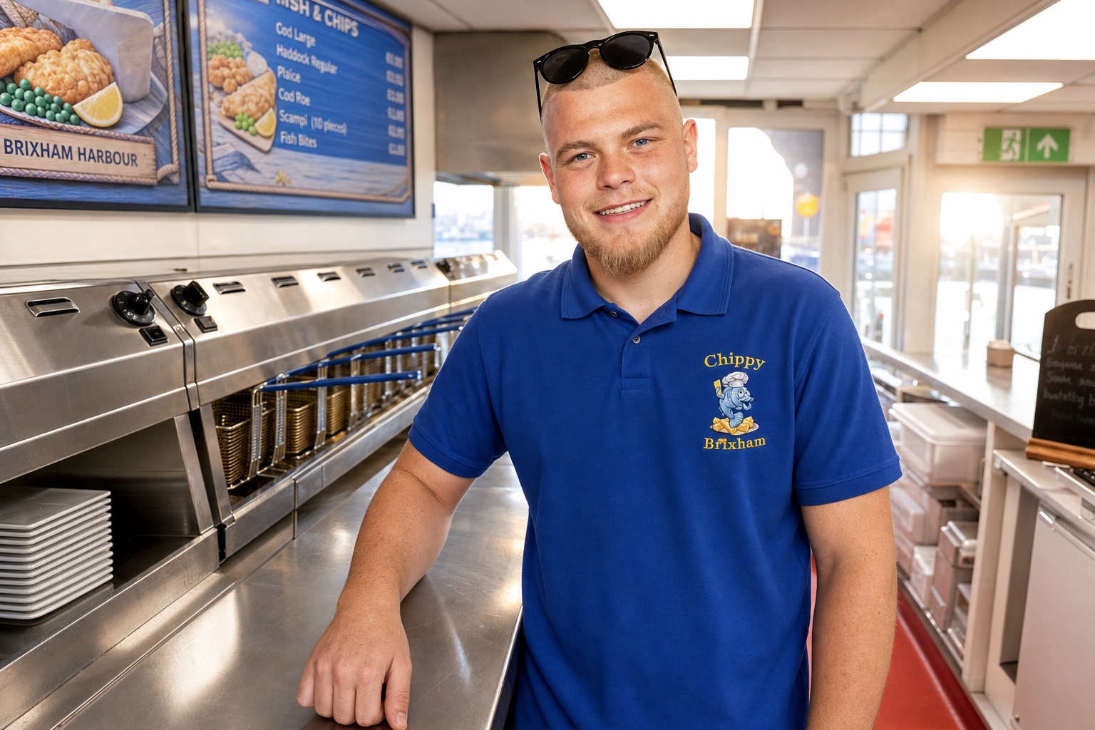 Josh Phillips behind the counter at The Chippy Brixham